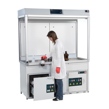 Poste de travail à flux laminaires avec armoires de sécurité Poste de travail à flux laminaires avec armoires de sécurité