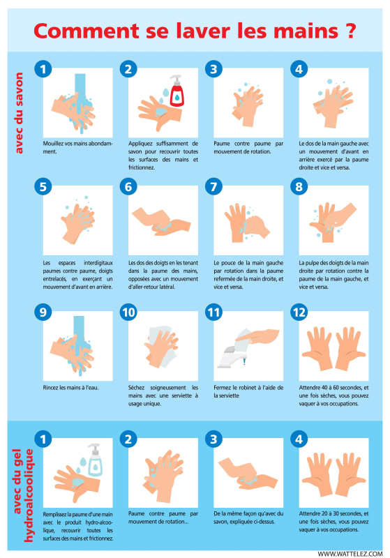 Signal&eacute;tique mur - "Comment se laver les mains"